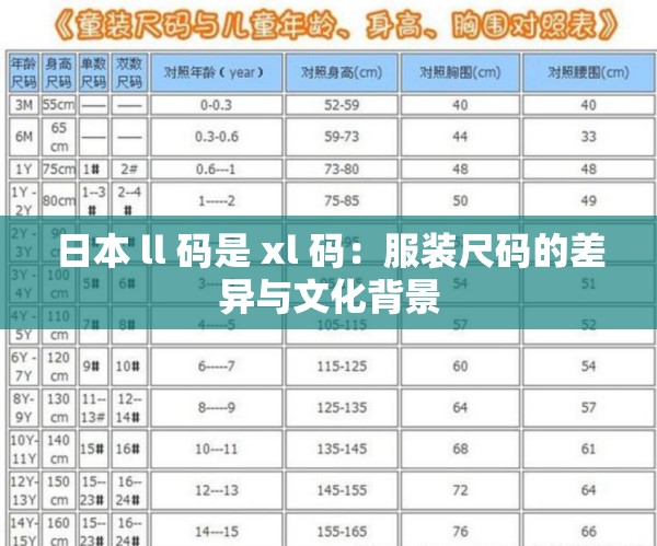 日本 ll 码是 xl 码:服装尺码的差异与文化背景 日本 ll 码是 xl 码:服装尺码的差异与文化背景